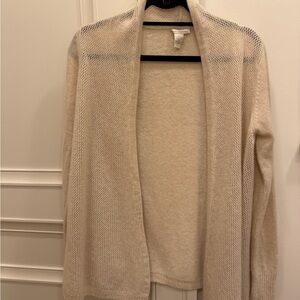 White + Warren Cream Open-Front Cardigan